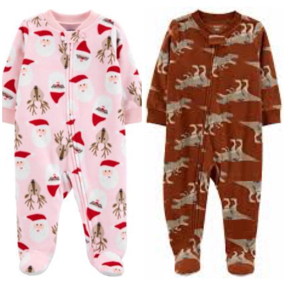2 Carter’s Pajamas Size 18 Months Fleece One Piece Sleepers PJ 18m Set Jammies